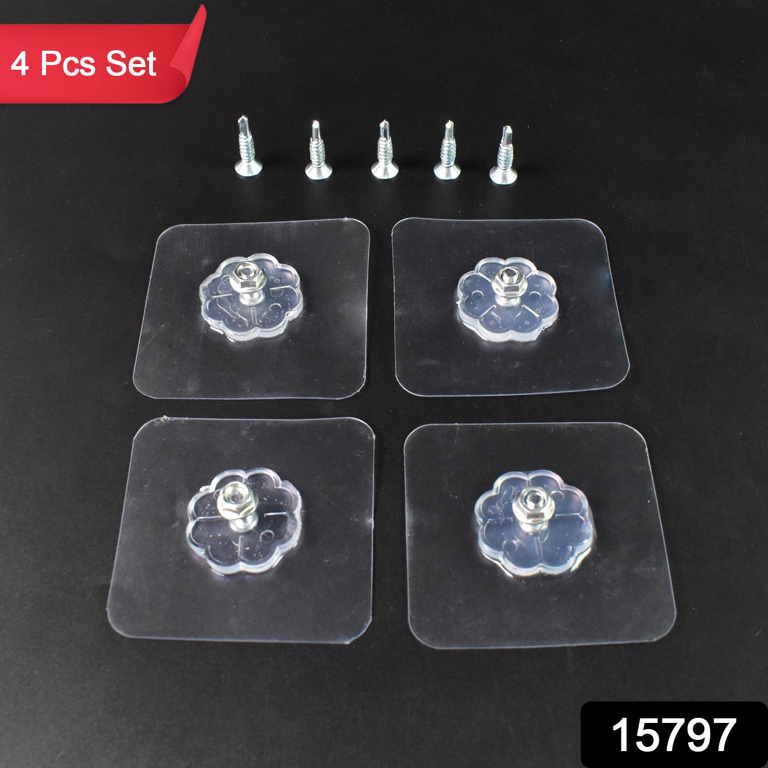 Self Adhesive Hooks Sticker Screw Nut And Bolt Type (4 Pcs Set)